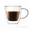 Double Wall Glass with Handle double wall tumbler glass mug cup with handle Factory